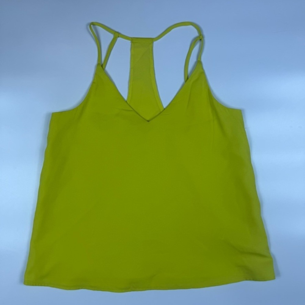 Banana Republic Tank Top Womens Small Neon Green Chiffon Lined Workout Racerback